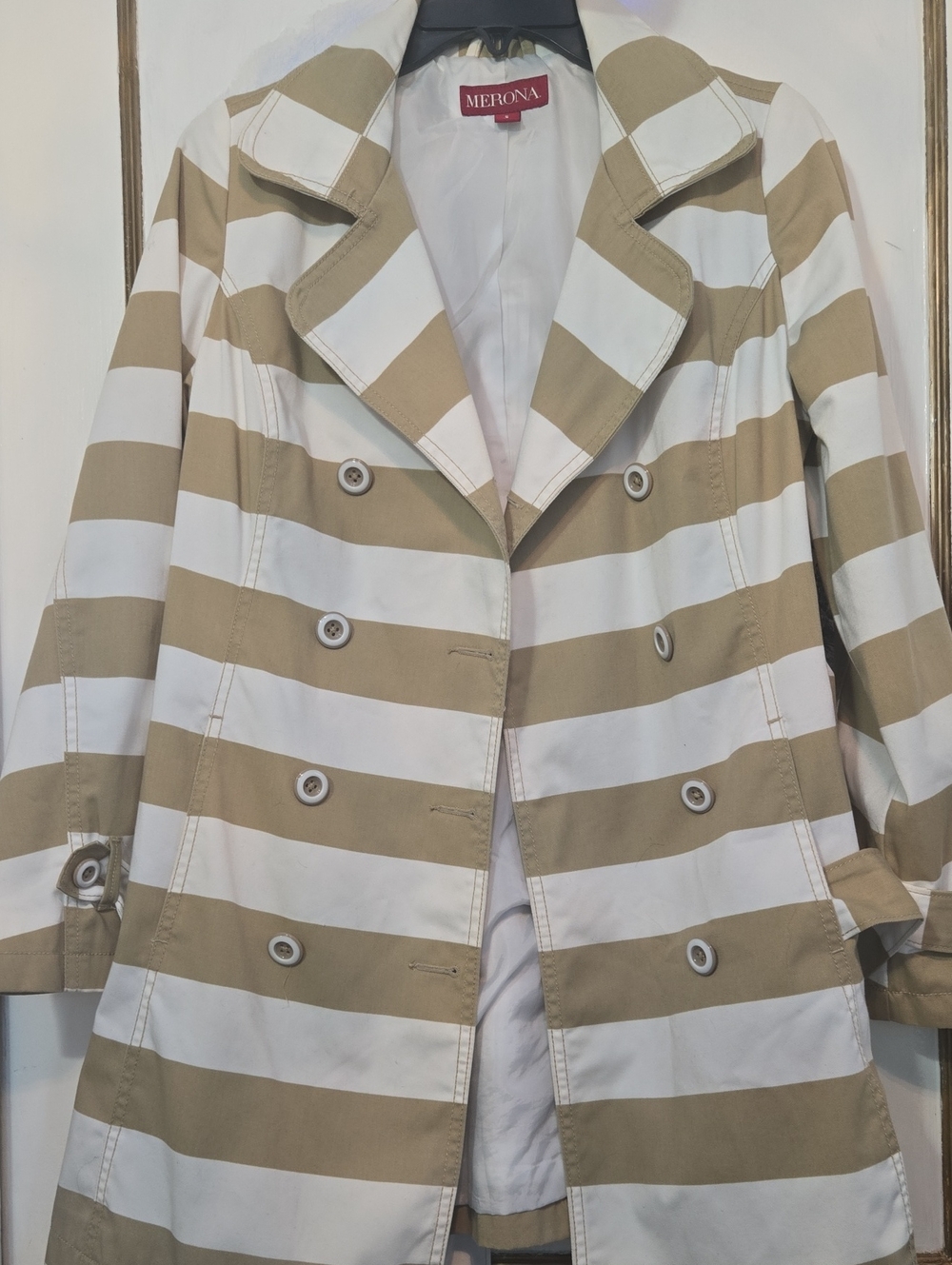 Easy Style Cream & Tan Plaid Trench Shacket